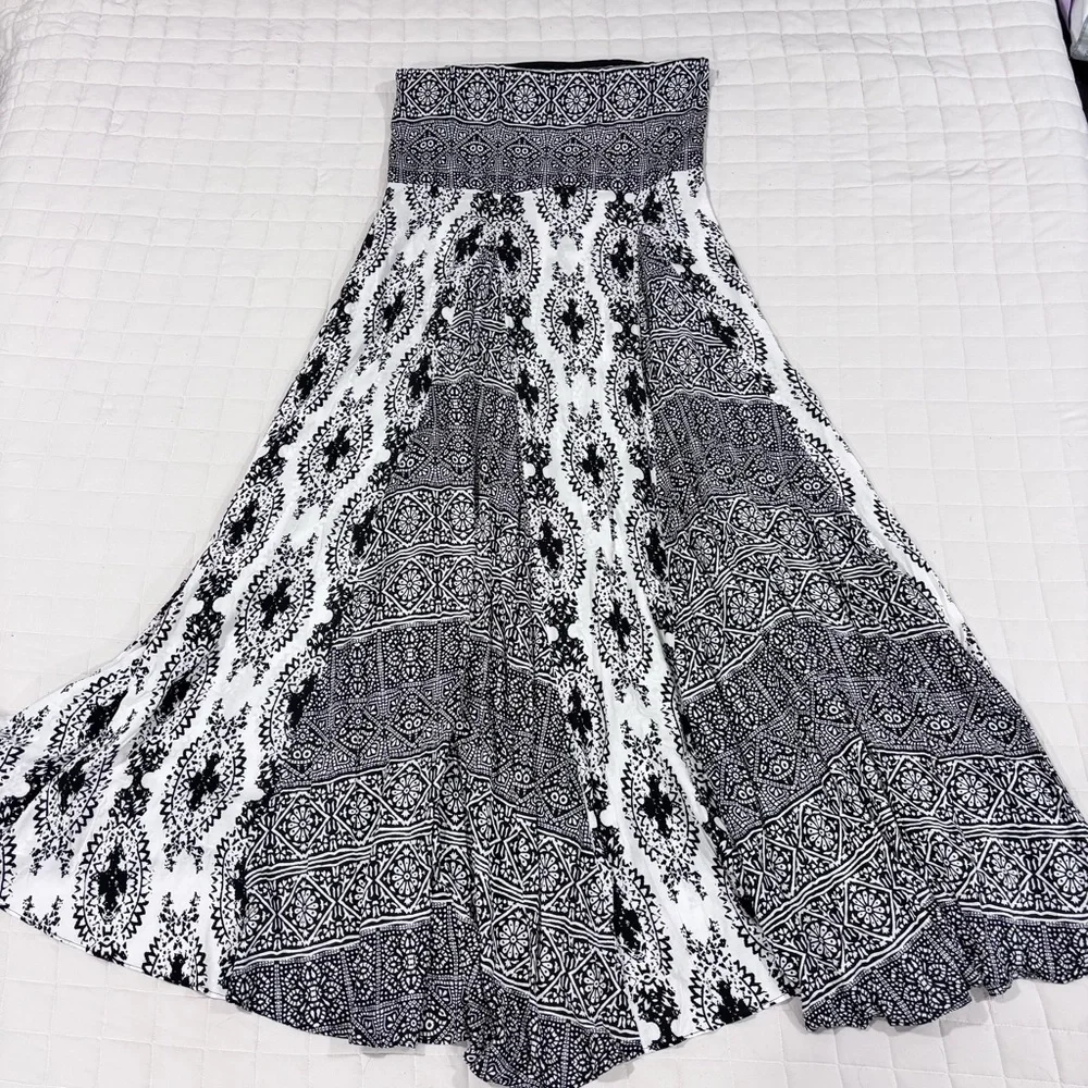 Free People Women Of The Water Maxi Dress Bandeau Black White Boho Small/Medium - Picture 3 of 12